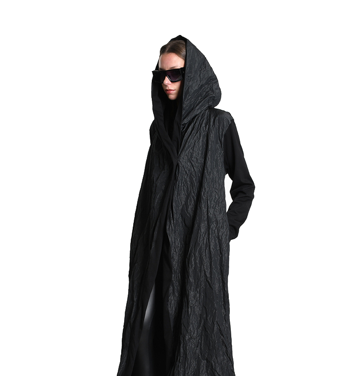 White layered hooded garment