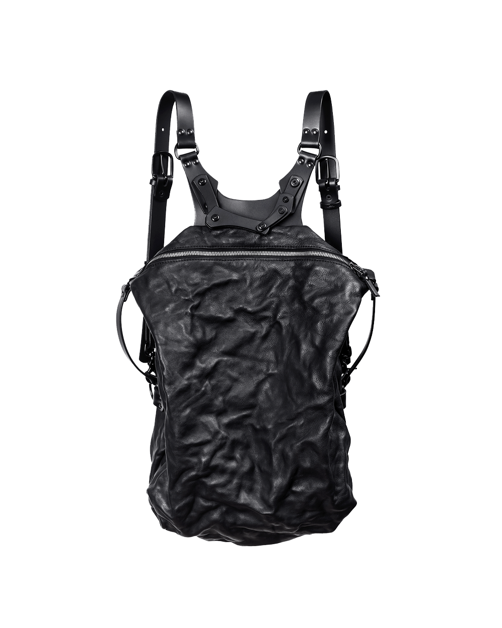 Black leather backpack